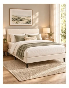 Liam Fabric Bed Frame in Cream Beige