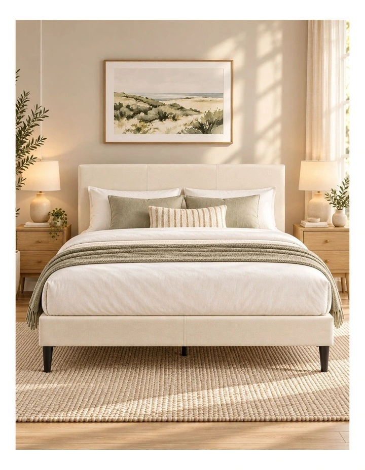 Liam Fabric Bed Frame in Cream Beige image 2
