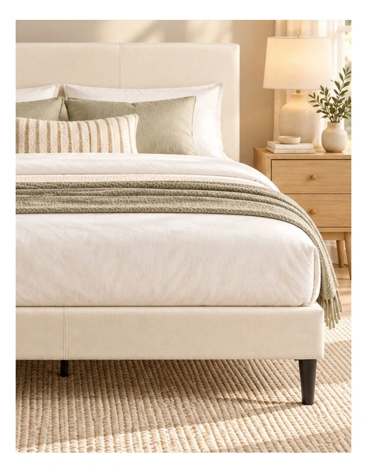 Liam Fabric Bed Frame in Cream Beige image 4