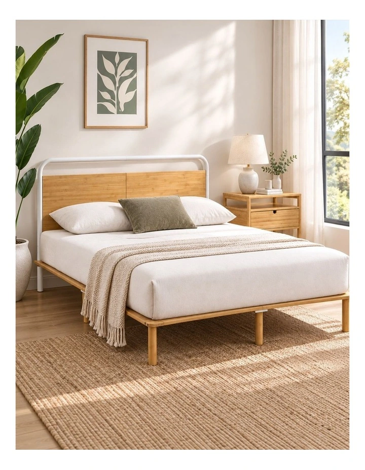 Arden Pipe Metal & Bamboo Bed Frame image 1