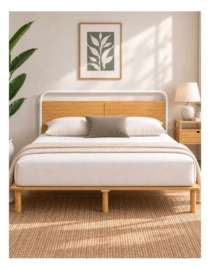 Arden Pipe Metal & Bamboo Bed Frame image 2