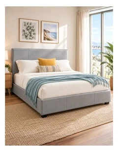 Maddon Gas Lift Storage Fabric Bed Frame in Light Grey