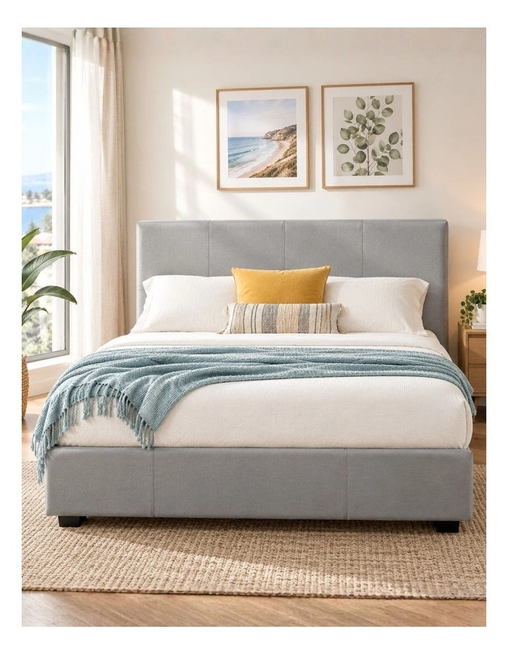 Maddon Gas Lift Storage Fabric Bed Frame in Light Grey image 2