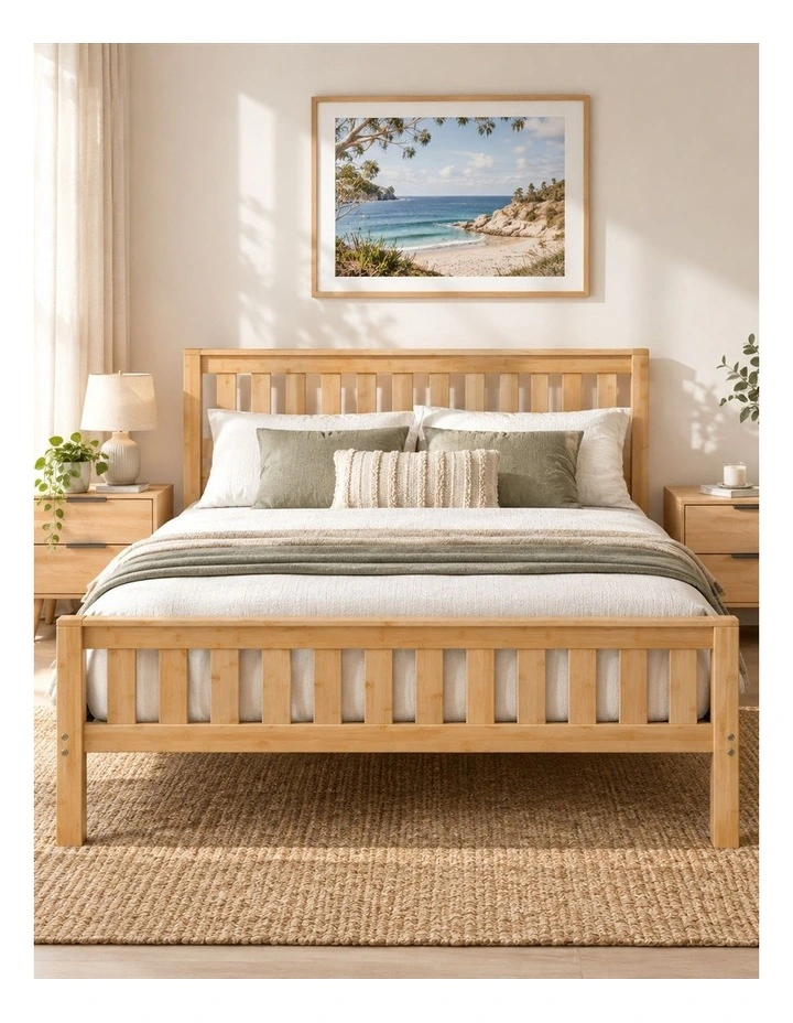 Alexia Bamboo Wood Bed Frame with Footboard image 2
