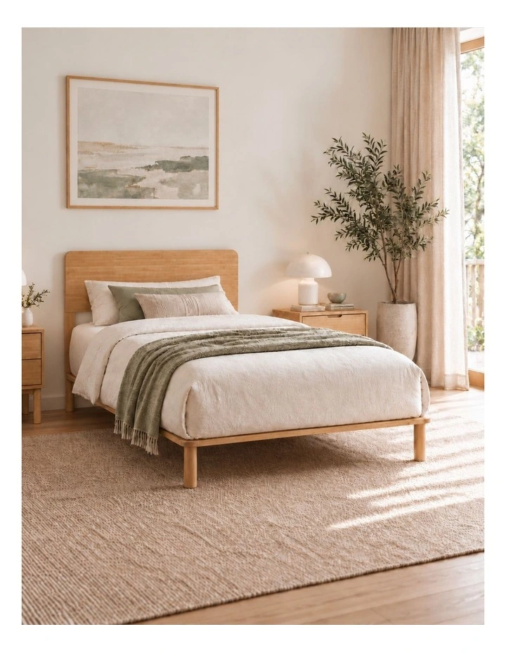 Arden Japandi Bamboo Wood Bed Frame in Natural image 1