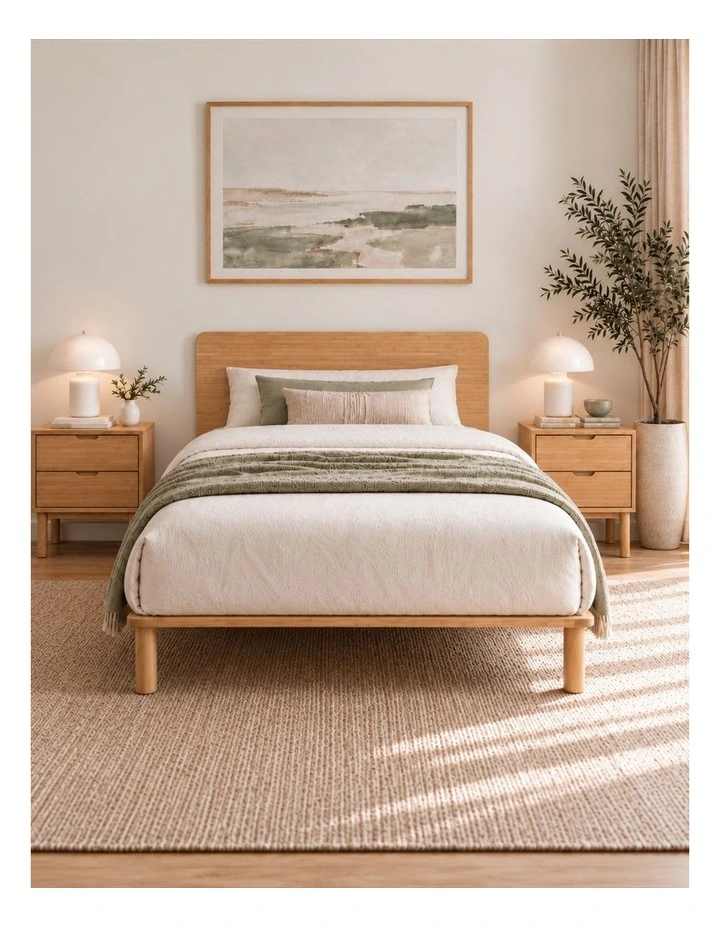 Arden Japandi Bamboo Wood Bed Frame in Natural image 2