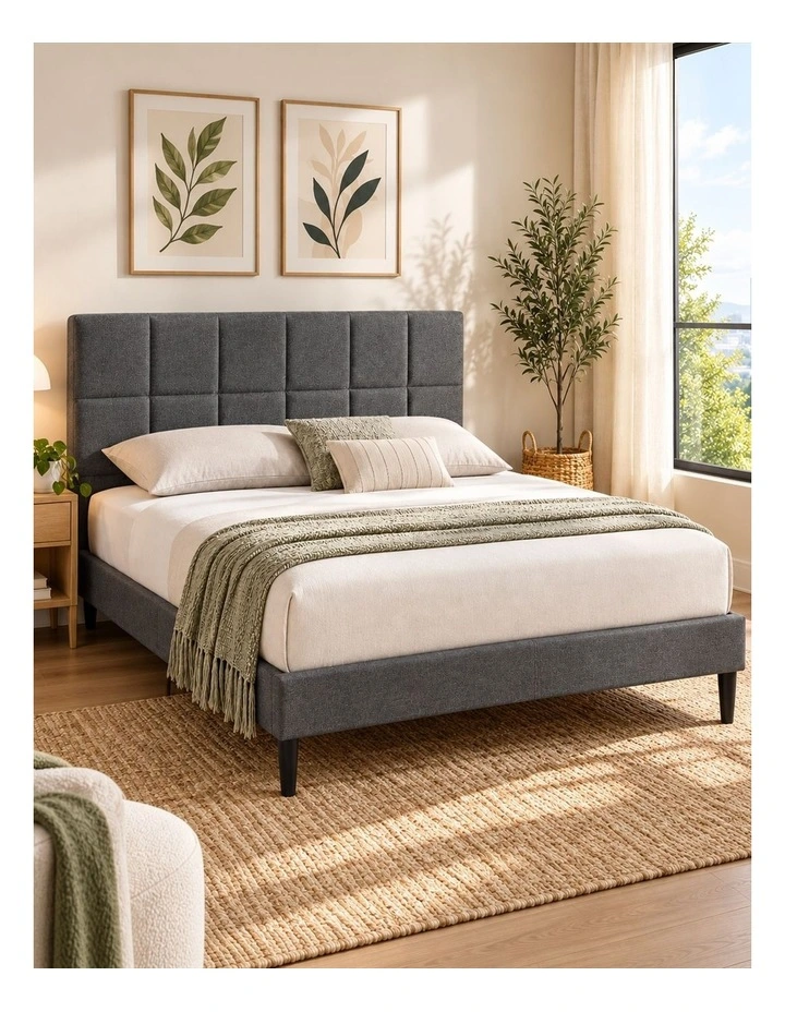 Lottie Fabric Upholstered Bed Frame in Grey image 1