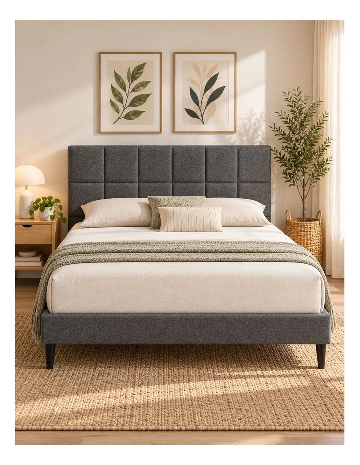 Lottie Fabric Upholstered Bed Frame in Grey image 2