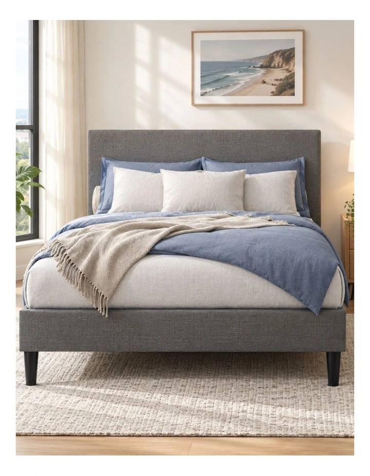 Liam Fabric Bed Frame in Light Grey image 1