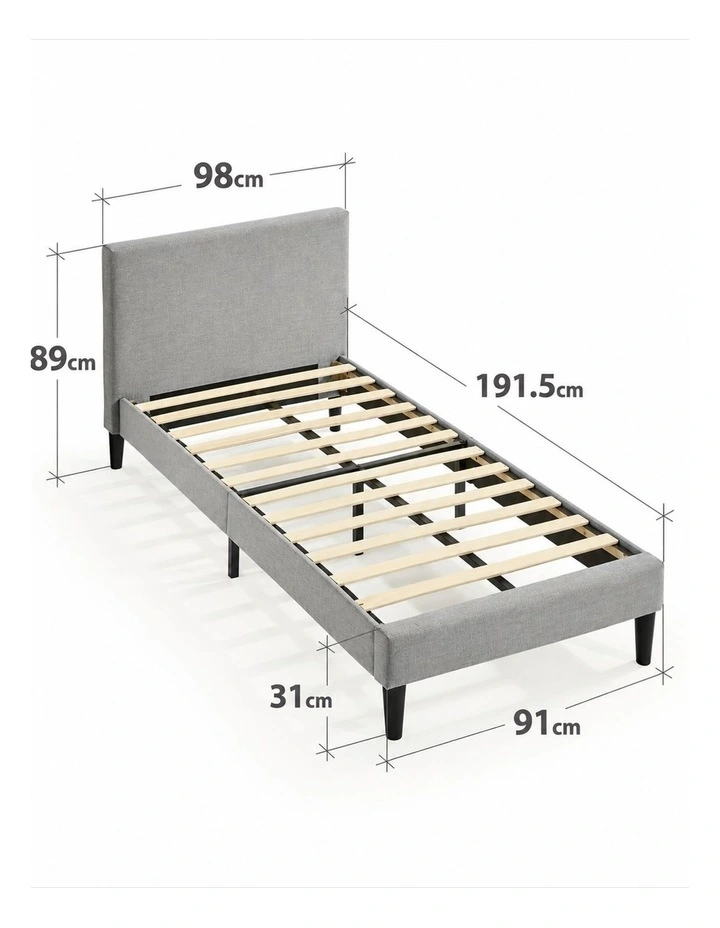 Liam Fabric Bed Frame in Light Grey image 5