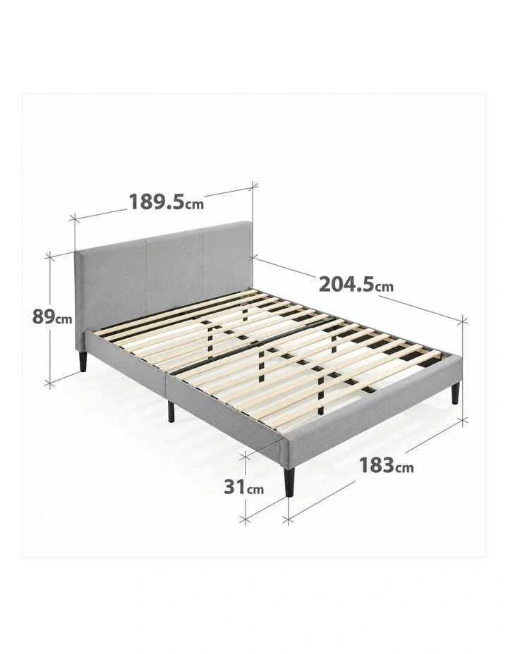 Liam Fabric Bed Frame in Light Grey image 7