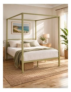 Patricia Metal Canopy Four Poster Bed Frame in Gold