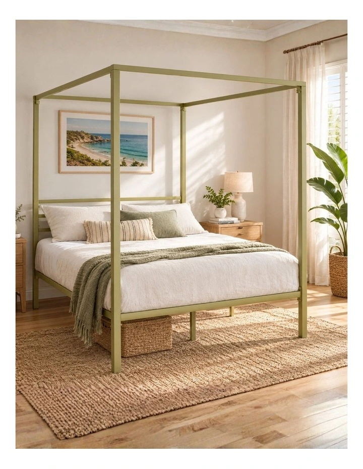 Patricia Metal Canopy Four Poster Bed Frame in Gold image 1