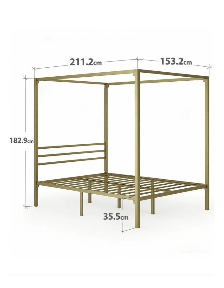 Patricia Metal Canopy Four Poster Bed Frame in Gold image 5