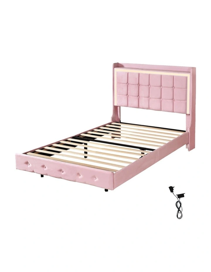 Levede King Single Floating Bed Frame With RGB LED Light Headboard USB Charge image 2