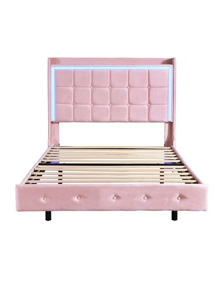 Levede King Single Floating Bed Frame With RGB LED Light Headboard USB Charge image 3