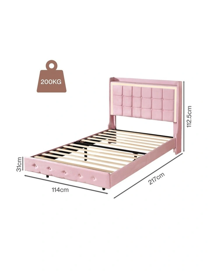 Levede King Single Floating Bed Frame With RGB LED Light Headboard USB Charge image 4