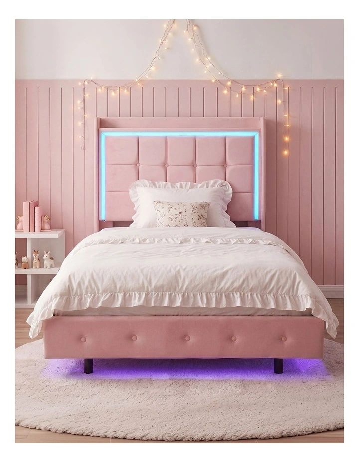 Levede King Single Floating Bed Frame With RGB LED Light Headboard USB Charge image 5