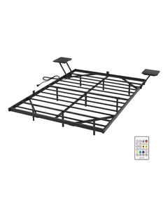 Levede Double Bed Frame Floating Frame with Storage Shelves RGB Lights Black
