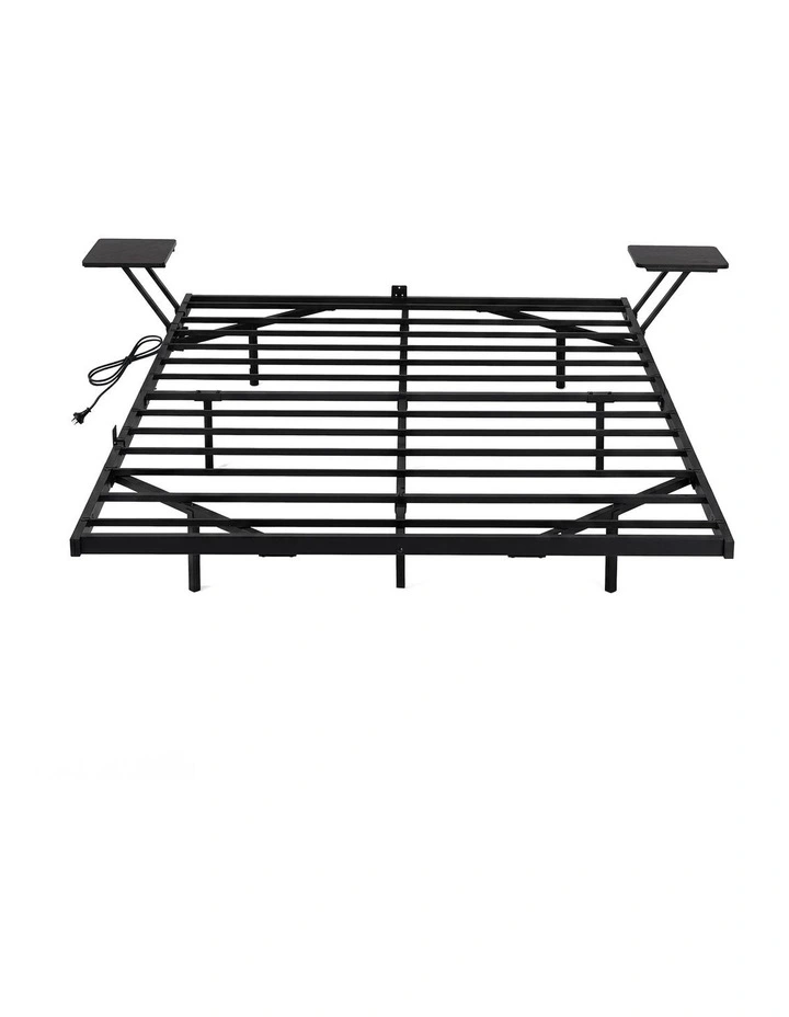 Levede Double Bed Frame Floating Frame with Storage Shelves RGB Lights Black image 2
