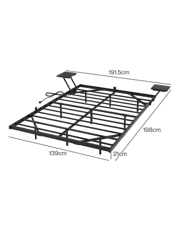 Levede Double Bed Frame Floating Frame with Storage Shelves RGB Lights Black image 3