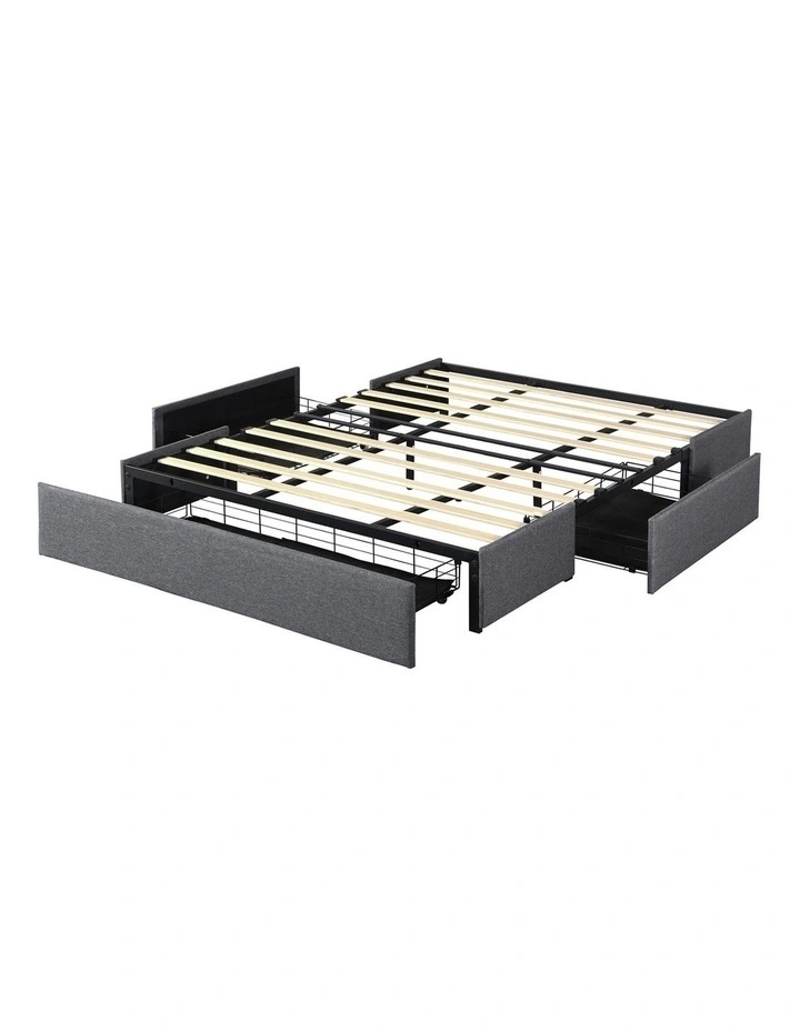 Levede Bed Frame King Size Fabric Mattress Base 3 Storage Drawer DIY Headboard image 1