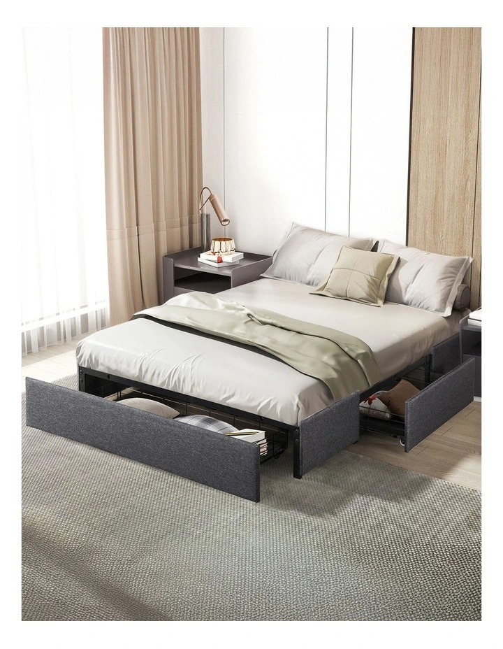 Levede Bed Frame King Size Fabric Mattress Base 3 Storage Drawer DIY Headboard image 6