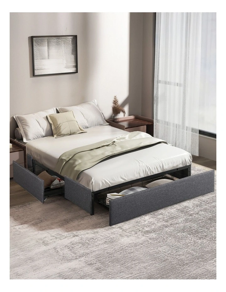 Levede Bed Frame King Size Fabric Mattress Base 3 Storage Drawer DIY Headboard image 7