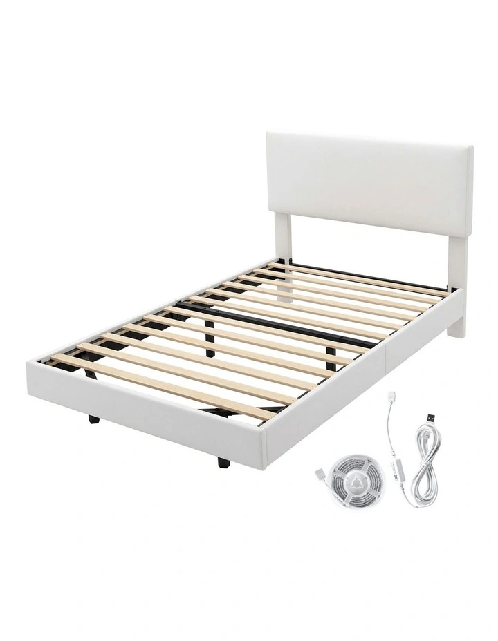Levede Floating Bed Frame LED Light Soft Headboard Base Platform Single image 2