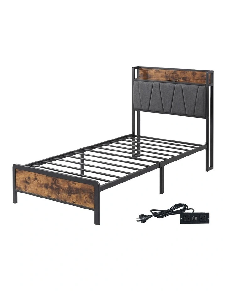 Levede Single Bed Frame Steel Slats Storage Easy Assemble Bedroom Platform image 2