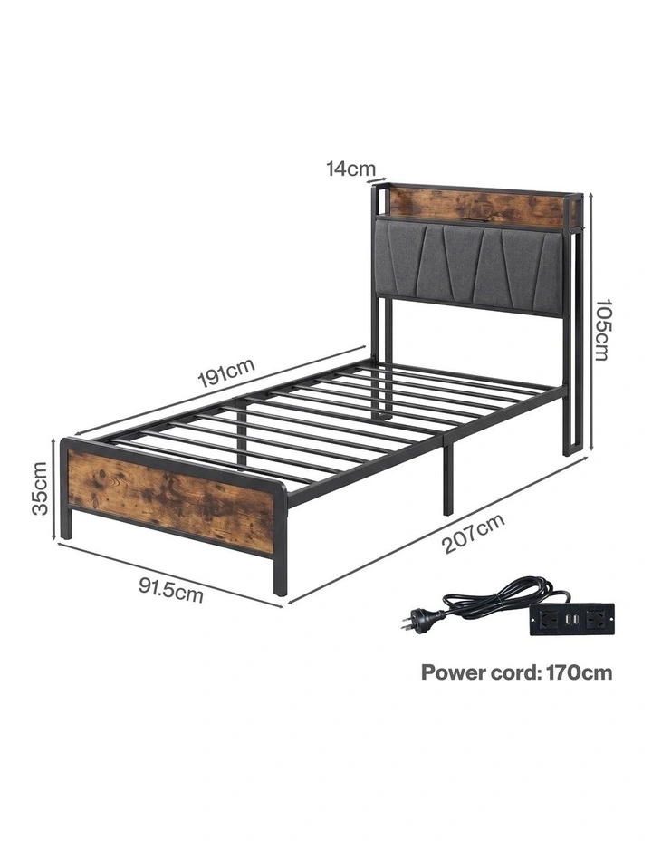 Levede Single Bed Frame Steel Slats Storage Easy Assemble Bedroom Platform image 4