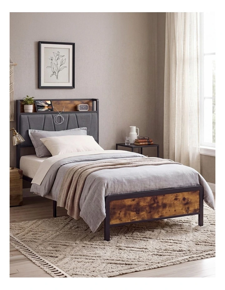 Levede Single Bed Frame Steel Slats Storage Easy Assemble Bedroom Platform image 5
