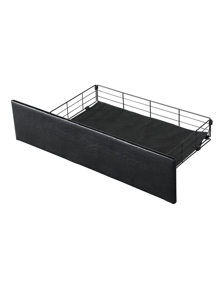 Levede King Bed Frame Leather Storage Base with USB Charging Brown Black image 5