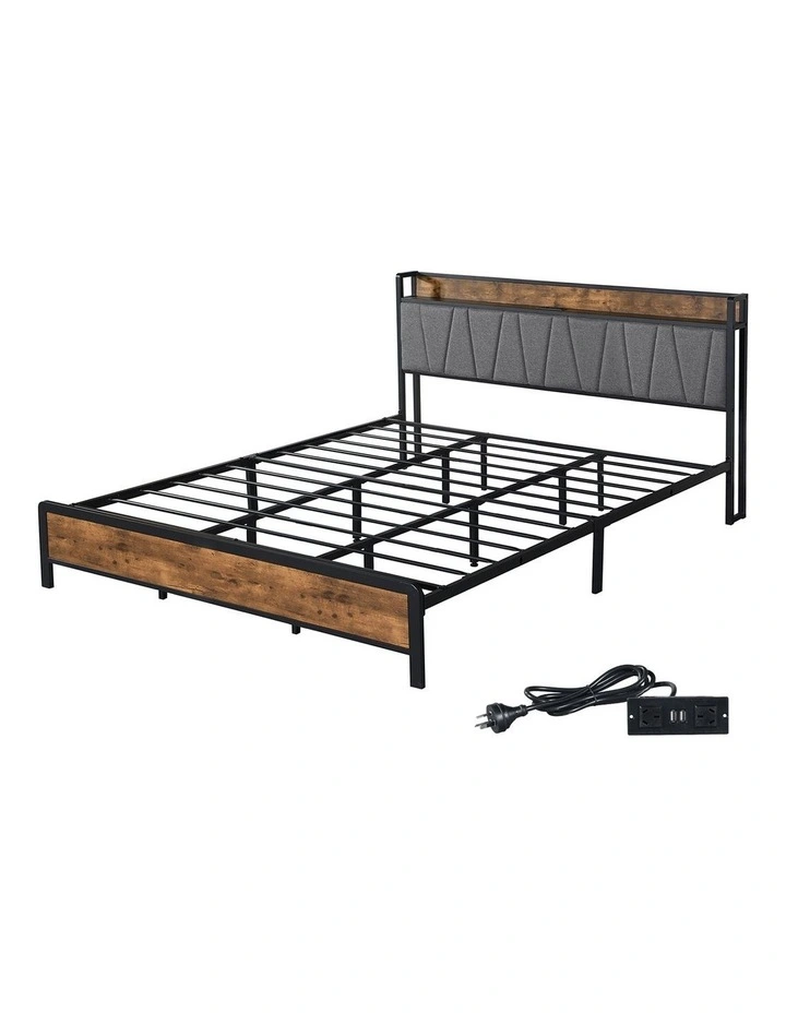 Levede King Bed Frame Tufted Headboard, Charging Station, Under Bed Storage image 2