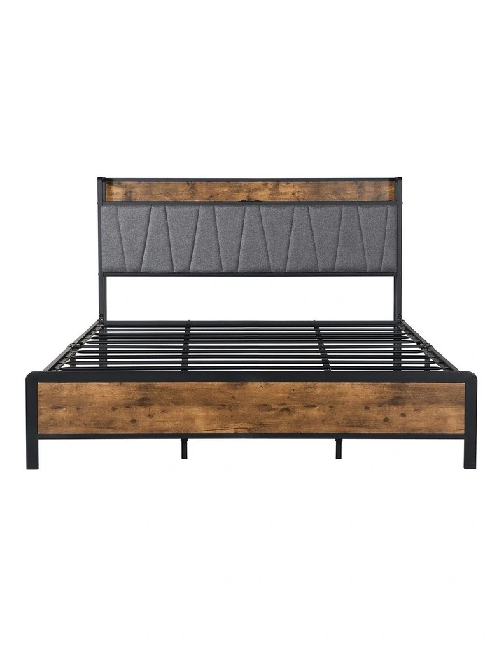 Levede King Bed Frame Tufted Headboard, Charging Station, Under Bed Storage image 3