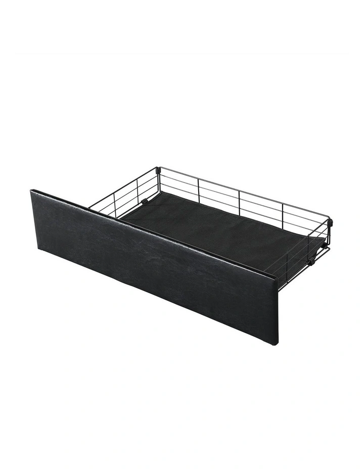 Levede Single Bed Frame Leather Storage Base, USB Headboard, Brown Black image 5