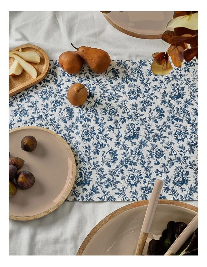 Floral Sonata Reversible Runner in Blue image 4