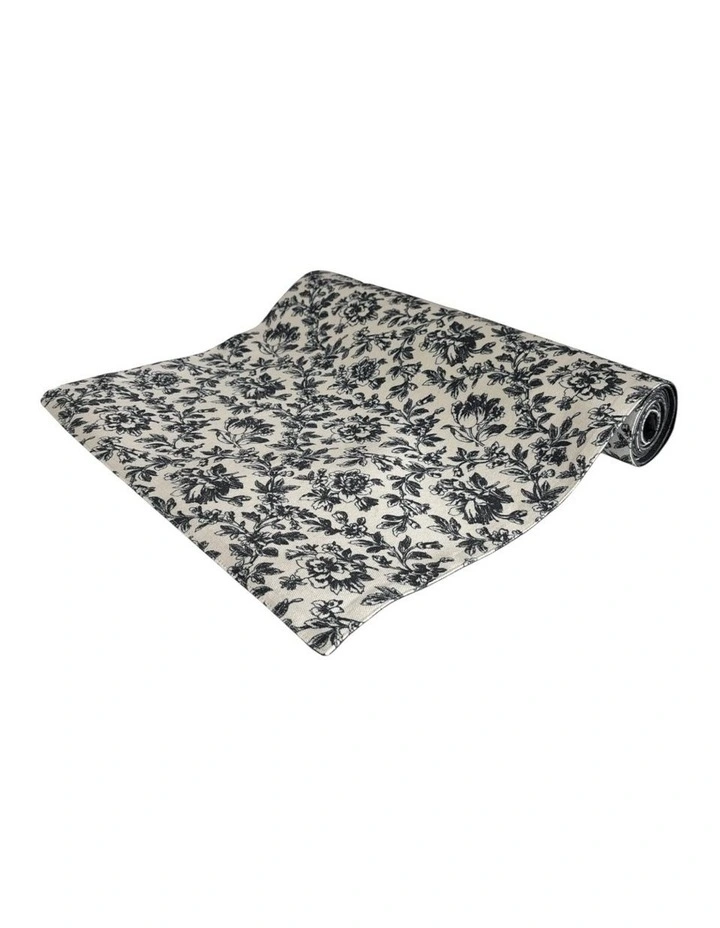 Floral Sonata Reversible Runner in Charcoal image 1
