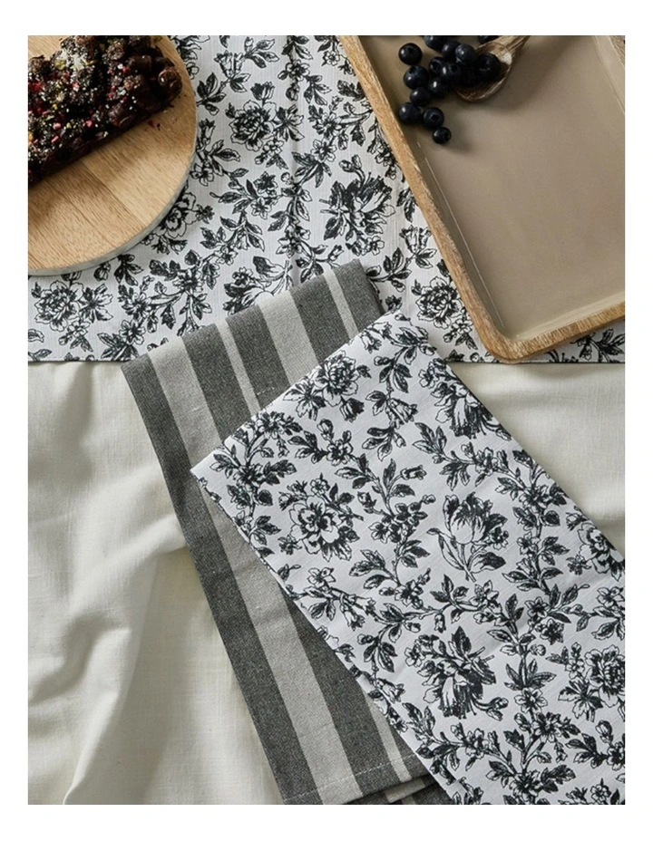 Floral Sonata Reversible Runner in Charcoal image 4