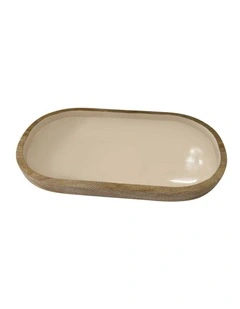 Corinne Oval Serving Tray in Light Taupe