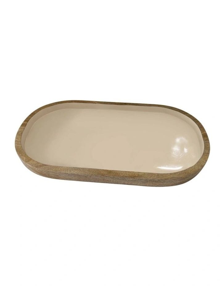 Corinne Oval Serving Tray in Light Taupe image 1