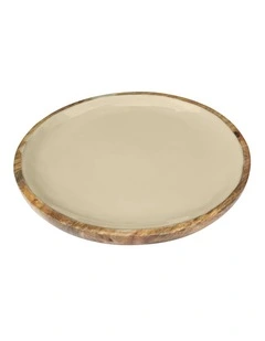 Corinne Small Round Serving Tray in Light Taupe