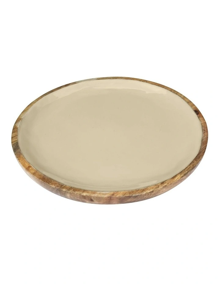 Corinne Small Round Serving Tray in Light Taupe image 1