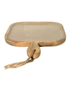 Corinne Square Tray with Handle in Light Taupe