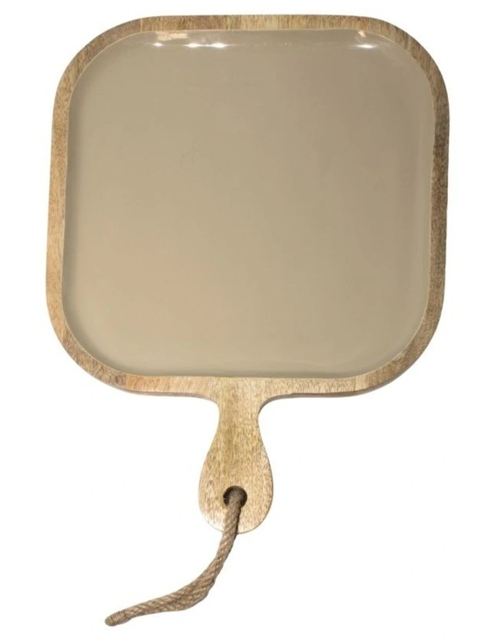 Corinne Square Tray with Handle in Light Taupe image 2