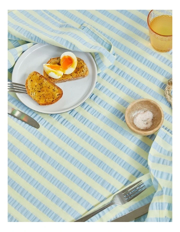 Butter Blue Seersucker Square Tablecloth image 3