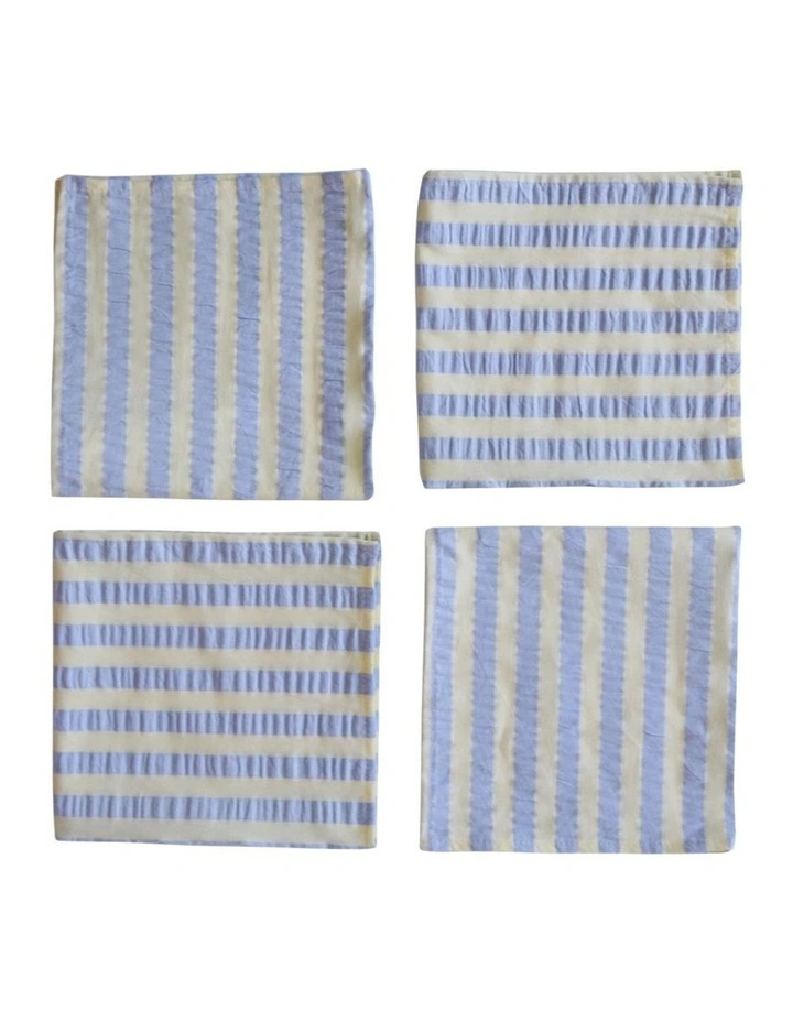 Butter Blue Seersucker Napkin Set image 1