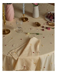 Forget Me Not Embroidered Square Tablecloth