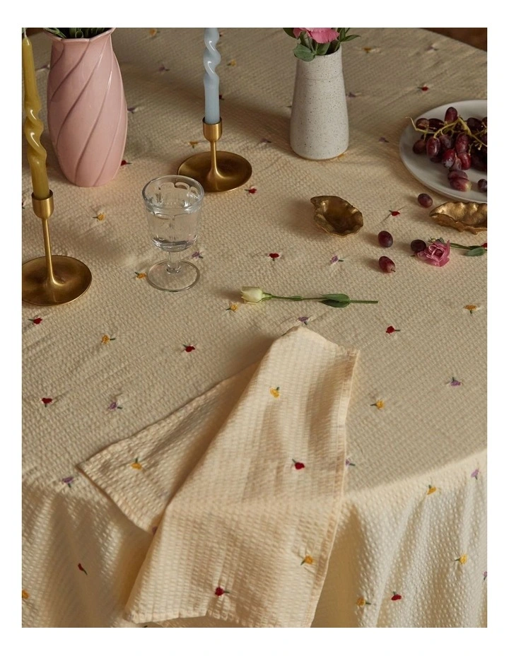 Forget Me Not Embroidered Square Tablecloth image 1