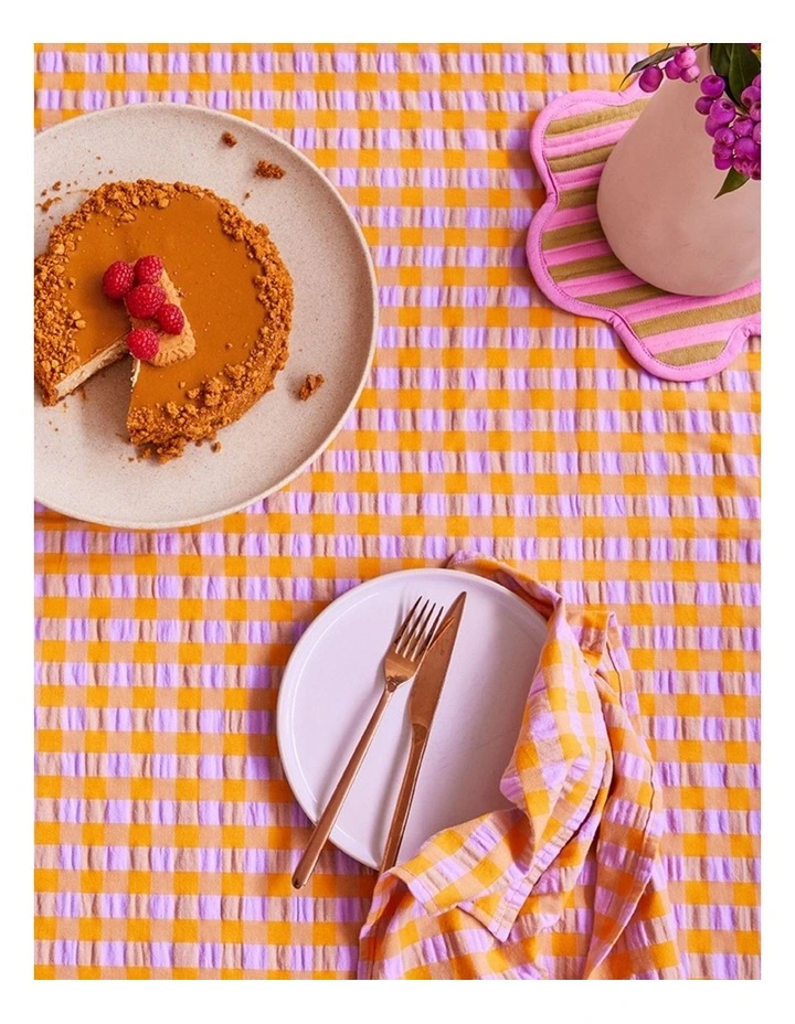 Kumquat Bloom Seersucker Square Tablecloth image 1